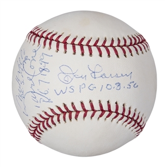 New York Yankees Perfect Game Pitchers Triple Signed OML Selig Baseball - Cone, Wells and Larsen (MLB Authenticated & Steiner) 